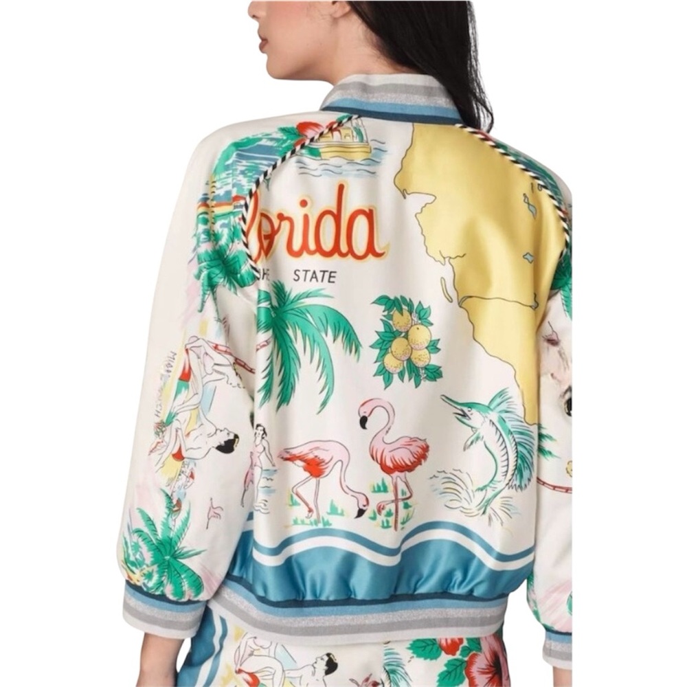 Anna Sui Florida Cotton Sateen Printed Bomber Jacket -HARD TO FIND - Size LARGE - Picture 3 of 5